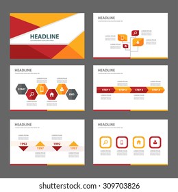 Red and orange multipurpose infographic  presentation template flat design set step and process for advertising marketing brochure flyer 