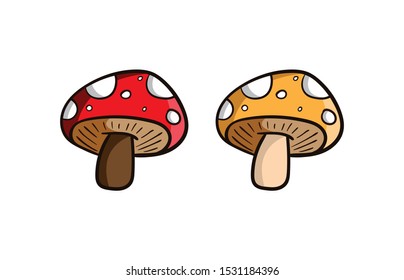 red and orange mushroom vector. created in the doodle style. editable and easy to use