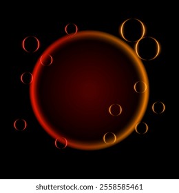 Red and orange neon glow effect. A vibrant circular gradient transitioning from red to orange, surrounded by glowing orbs, creating a warm and dynamic design for futuristic or abstract themes.