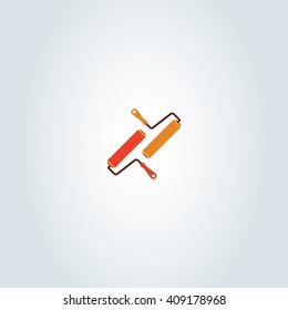 Red and orange paint roller design
