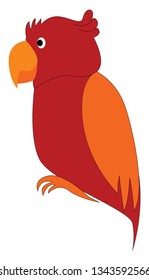 Red and orange parrot cartoon vector illustration on white background 