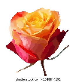 Red, orange, pik rose in the pixel art, 8 bit, 16 bit