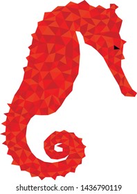 Red and orange polygon art sea-horse