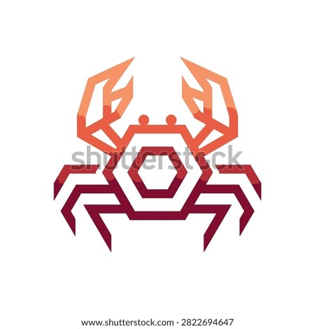 Red and orange polygonal crab symbol for branding.