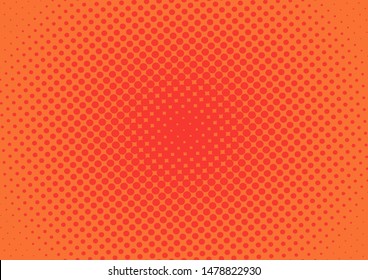 Red And Orange Pop Art Background In Retro Comic Style With Halftone Dots Design, Vector Illustration Eps10