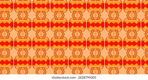 Red and Orange Pottery Motif Pattern - Ethnic Inspired Design