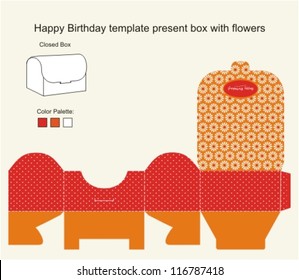 Red and Orange Present Box with Happy Birthday label