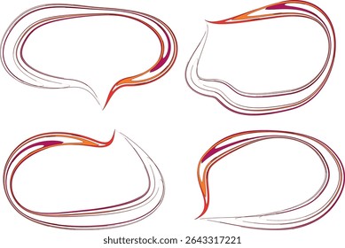 red orange purple abstract colorful pattern outline speech bubbles set