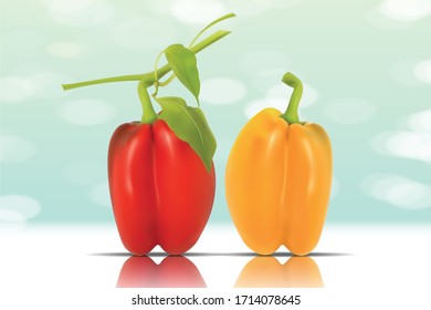 Vector Paprika realista rojo y naranja