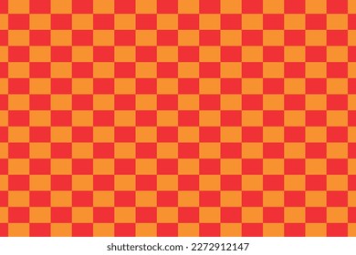 Red and orange rectangle chess board vector background. Checkered seamless pattern.