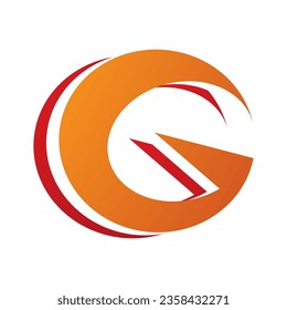 Letra roja y naranja redondeada e icono G en un fondo blanco