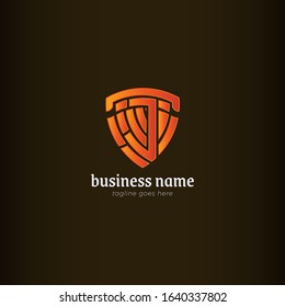 red orange Shield Logo Template Letter j for Business or Company, Shield Letter j Icon