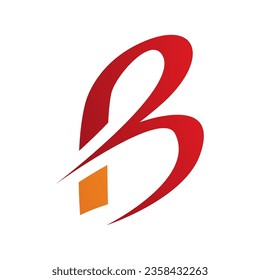 Red and Orange Slim Letter B Icon with Pointed Tips on a White Background
