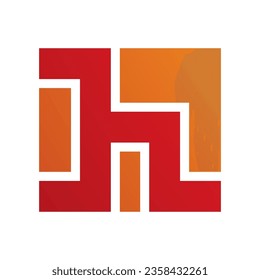 Red and Orange Square Shaped Letter H Icon on a White Background