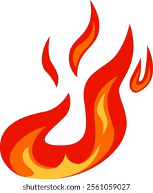 Red and orange stylized flames rising and burning with a cartoon look, creating a vibrant and energetic visual suggesting heat, energy, and passion