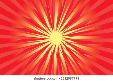 Red and orange sunbeam with rays, centered on a background