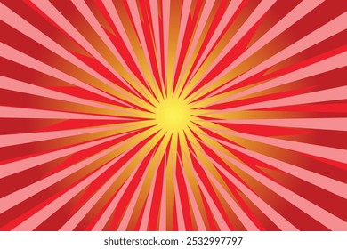 Red and orange sunbeam with rays, centered on a background