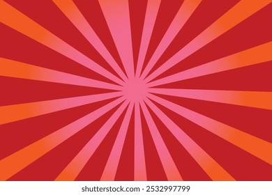 Red and orange sunbeam with rays, centered on a background