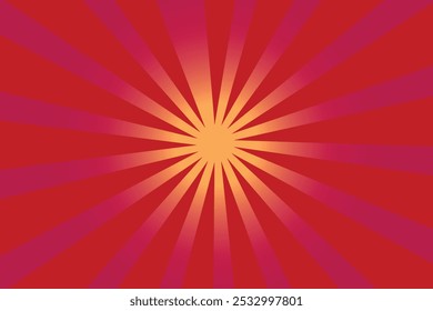 Red and orange sunbeam with rays, centered on a background