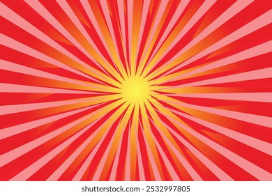 Red and orange sunbeam with rays, centered on a background