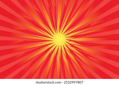 Red and orange sunbeam with rays, centered on a background