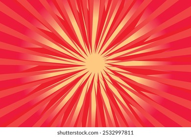 Red and orange sunbeam with rays, centered on a background