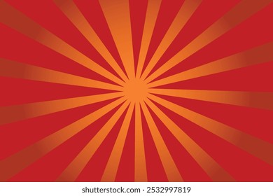 Red and orange sunbeam with rays, centered on a background