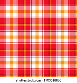 Red and orange tartan plaid design. Scottish textile pattern blend.