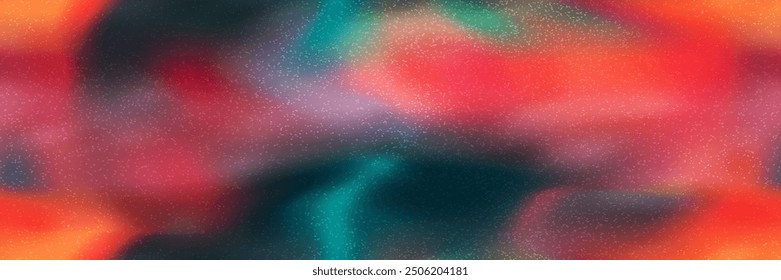 Red, orange and teal watercolor seamless gradient with paper texture. Vintage ombre bg. Liquid color transitions in abstract vector pattern