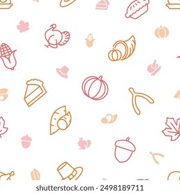 Red and orange thanksgiving line icons seamless pattern on transparent background - Powered by Shutterstock - Get 15% off with code: PIKWIZARD15