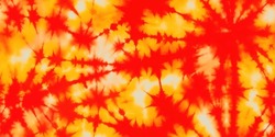 Red And Orange Tie Dye Pattern Ink , Colorful Tie Dye Pattern Abstract Background. Tie Dye Two Tone Clouds . Abstract Batik Brush Seamless And Repeat Pattern Design
