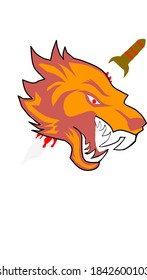red orange tiger logo esport design