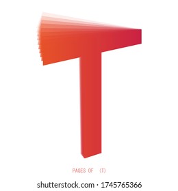red and orange transition t letter and white background