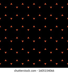 Red orange triangle shape seamless pattern star Modern geometric texture vector. Black background. Perfect for backgrounds, interior, pattern fill, fabric designs, packaging and wallpapers.
