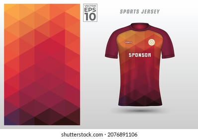 Red orange t-shirt sport design template for soccer jersey. Sport uniform in front view. Tshirt mock up for sport club. Vector Illustration.