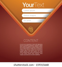 Red, orange, v shape composition edition of a scalable futuristic minimal vector software 3d navigation layout design simple menu for printing, for web, or for mobile application for universal use 