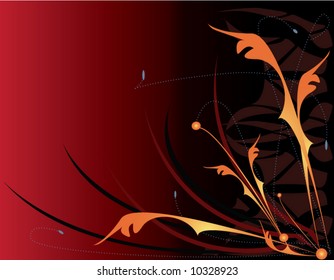Red Orange vector floral background