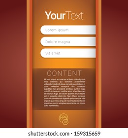 Red, orange, vertical composition edition of a scalable futuristic minimal vector software 3d navigation layout design simple menu for printing, for web, or for mobile application for universal use 