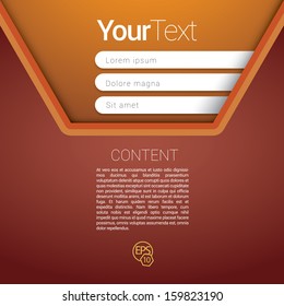 Red and orange - warm color concept edition of a scalable futuristic minimal  vector software 3d layout design with navigation menu for printing, for web, or for mobile application for universal use