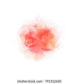 Red and orange watercolor abstract. Hand paint art object isolated on white background. Solash banner pattern. Vector illustration