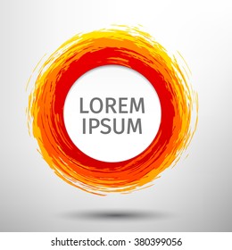 Red orange watercolor shape. Grunge template for text. logo, design. Vector graphic.
