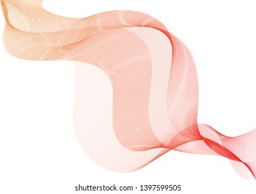 Red orange wave gradient abstract background vector illustration, fantasy tracery colorful backdrop