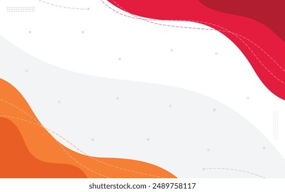 Red and Orange wavy background template banner with stripped line and cross and circle pattern