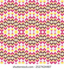 Red, orange, white embroidery, motif ethnic ikat seamless textile illustration, print striped ornament, pattern, design for wrapping, silk, scarf, clothing, background, textile, carpets, curtains.