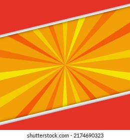 Red orange yellow abstract vector Overlapping style background background with rays. vector illustration retro grunge with a white circle background. Abstract sunburst design. Vintage rising sun or su