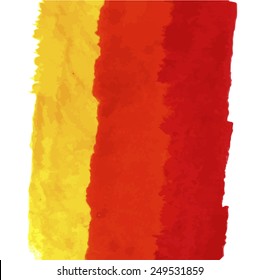 Red, orange yellow brush lines. Abstract stylish watercolor background. Sunny vector illustration. Can be used for web pages, prints and other design.