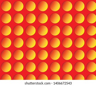 Red, orange and yellow gradient polka dots on a simple red vector background 