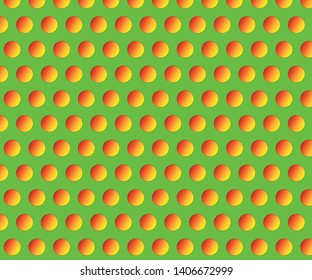 Red, orange and yellow gradient polka dots on a simple lime green vector background 