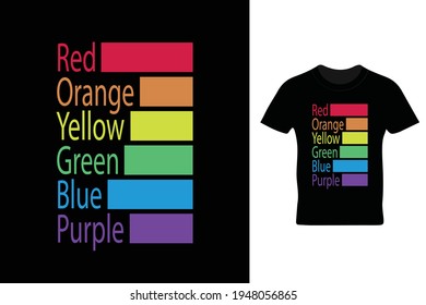 Red orange yellow green blue purple colour t shirt design in vector. Colorful t shirt design