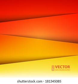 Red, orange and yellow paper layers abstract vector background. RGB EPS 10 vector illustration